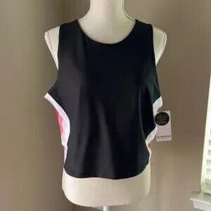 Kinesis Sleeveless Black with Pink/White Side Stripe Top with Built …